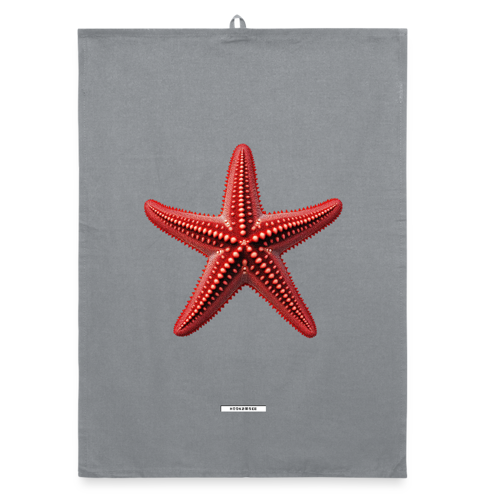AQUA STARFISH RED Organic Geschirrtuch / Stoffserviette - Grau