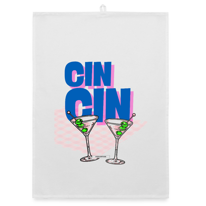 KITCHEN VIBES CIN CIN Organic Geschirrtuch / Stoffserviette - Weiß