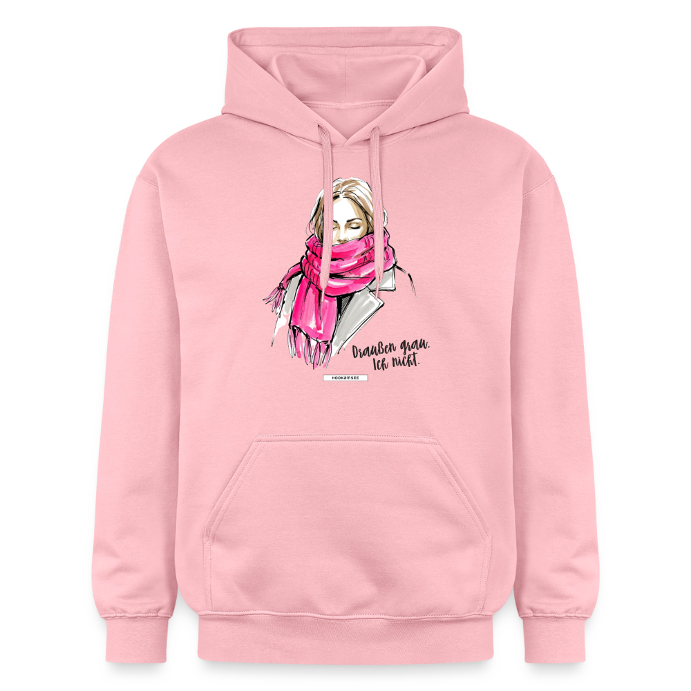 Hoodie Draußen grau. Ich nicht. - Hellrosa