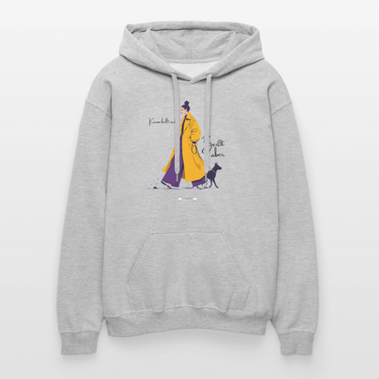 Hoodie Karma bellt nicht. Beißt aber. - Hellgrau meliert