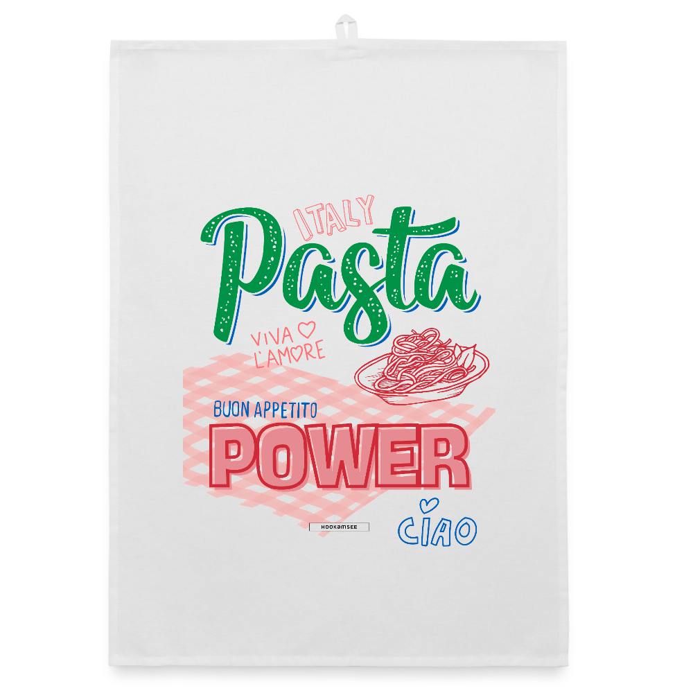 KITCHEN VIBES PASTA POWER Organic Geschirrtuch / Stoffserviette - Weiß