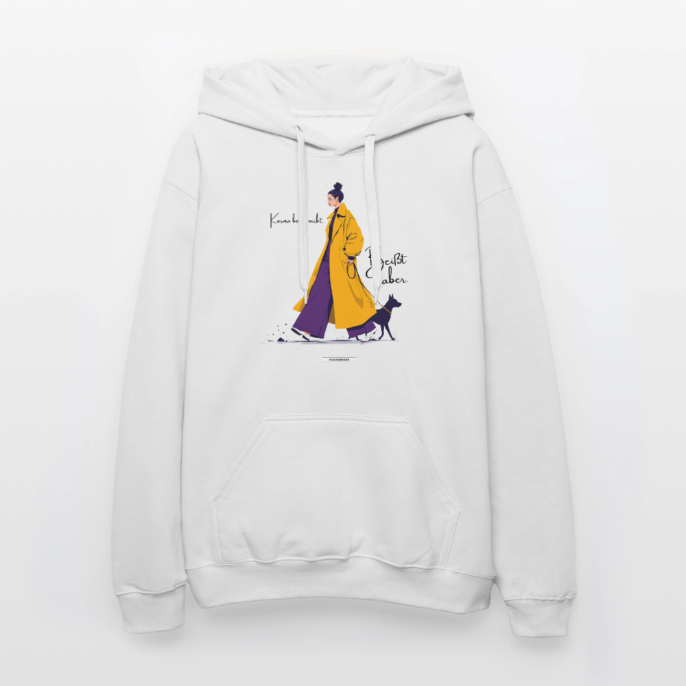 Hoodie Karma bellt nicht. Beißt aber. - Weiß