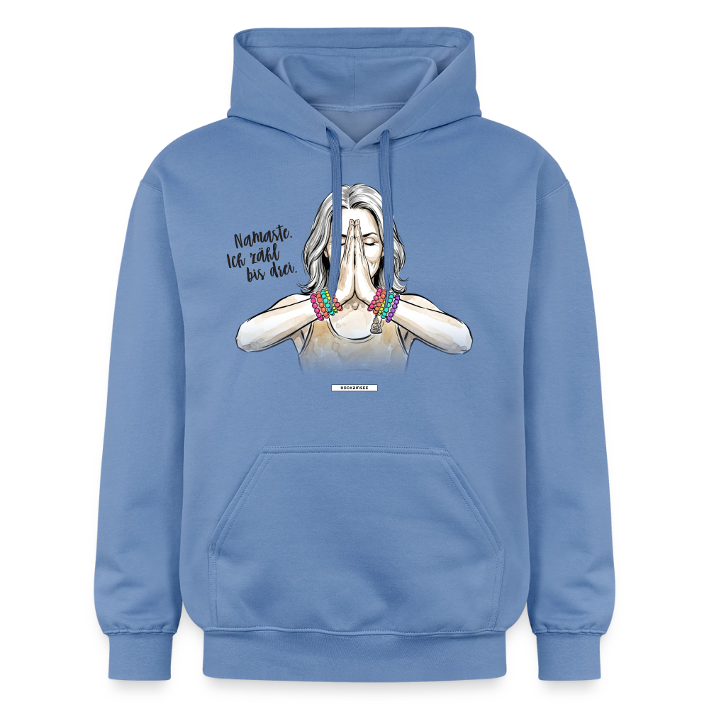 Hoodie Namaste. Ich zähl bis drei. - Carolina Blue