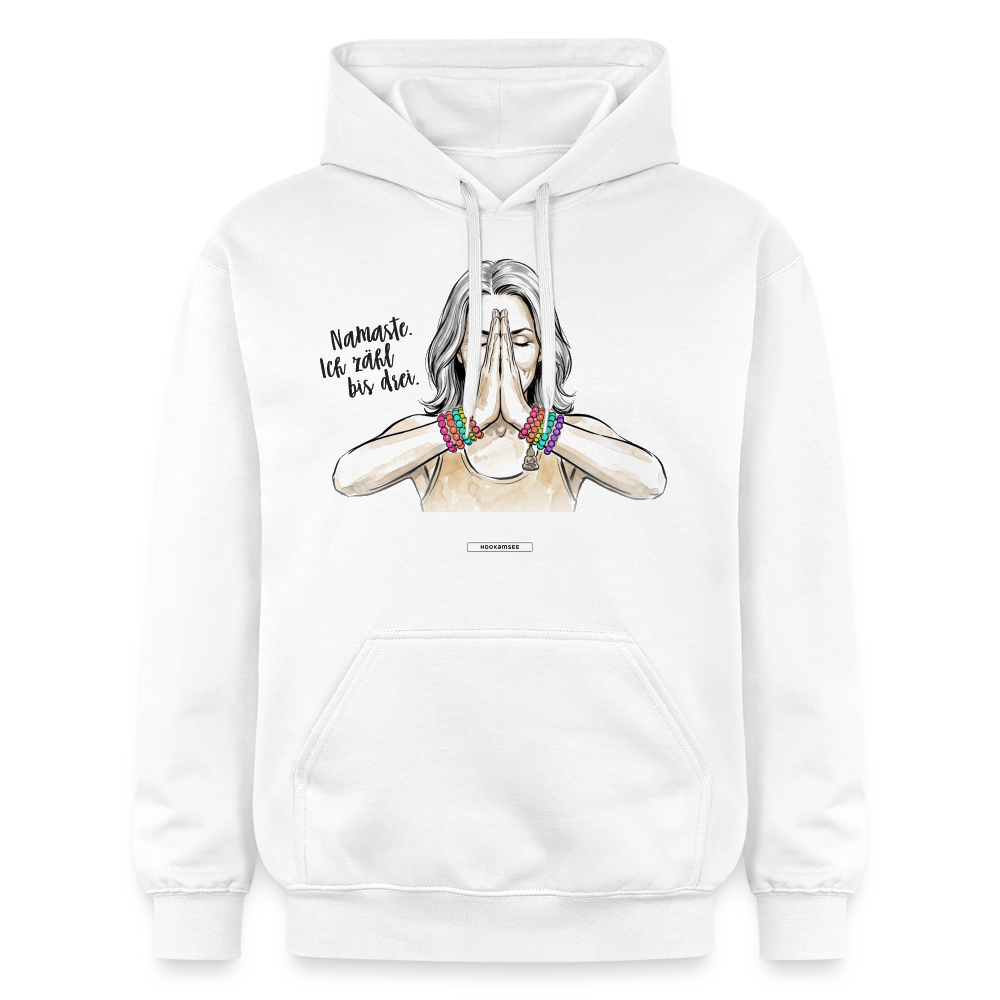 Hoodie Namaste. Ich zähl bis drei. - Weiß