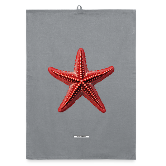 AQUA STARFISH RED Organic Geschirrtuch / Stoffserviette - Grau