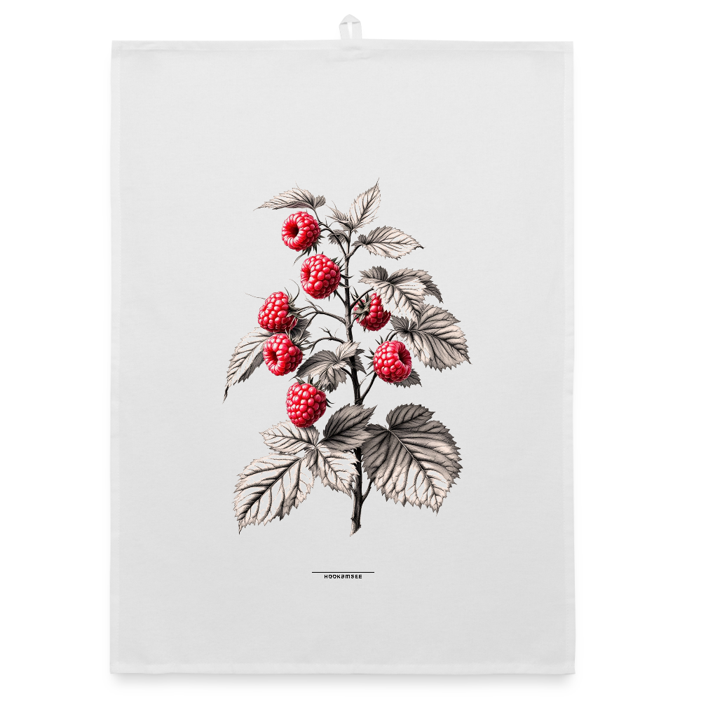 FLORA HIMBEEREN Organic Geschirrtuch / Stoffserviette - Weiß