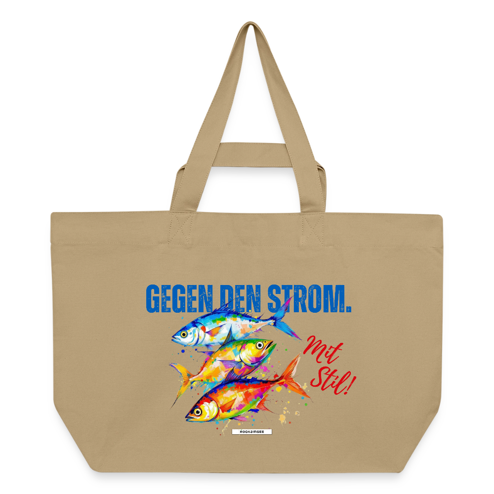 Große Shopping Bag "Gegen den Strom. Mit Stil!" #167 - Karamell 