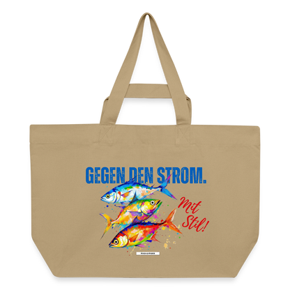Große Shopping Bag "Gegen den Strom. Mit Stil!" #167 - Karamell 