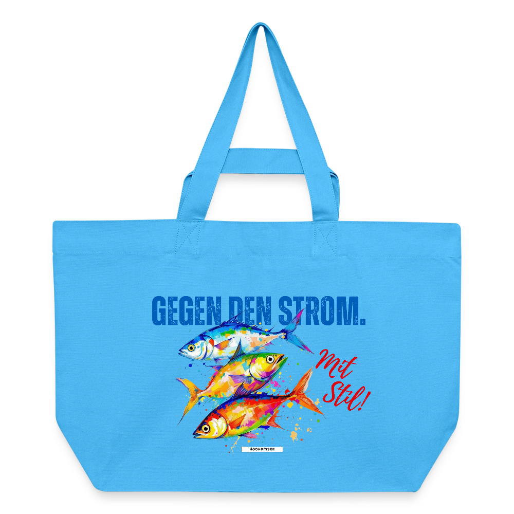 Große Shopping Bag "Gegen den Strom. Mit Stil!" #167 - Aquablau