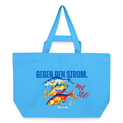 Große Shopping Bag "Gegen den Strom. Mit Stil!" #167 - Aquablau