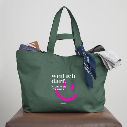 Große Shopping Bag True Talk „Weil ich darf“ #161 - Tiefes Teal 