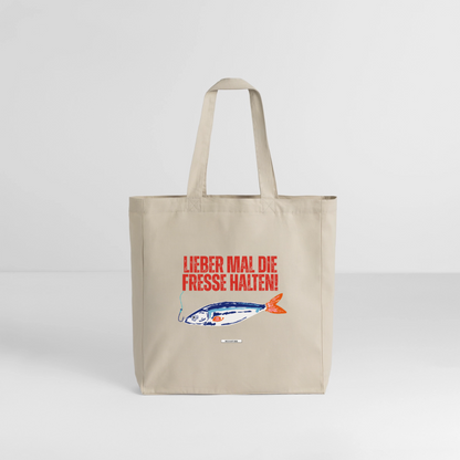 Große Shopping Bag "Lieber mal die Fresse halten" #162 - Cremebeige