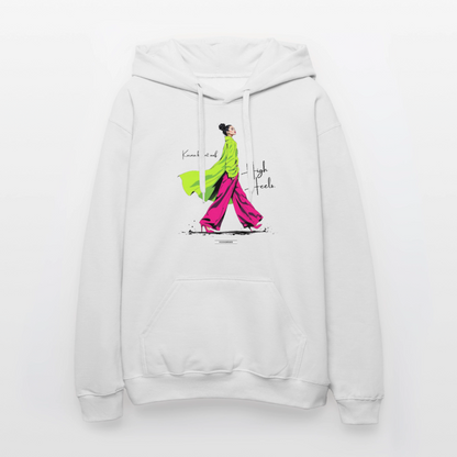 Hoodie Karma kommt auf High Heels - Weiß