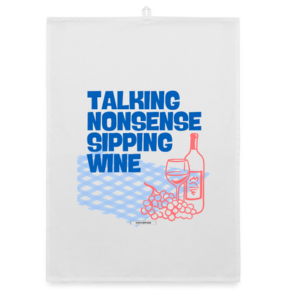 KITCHEN VIBES TALKING NONSENSE Organic Geschirrtuch / Stoffserviette - Weiß