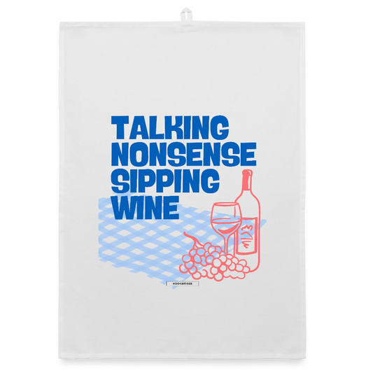 KITCHEN VIBES TALKING NONSENSE Organic Geschirrtuch / Stoffserviette - Weiß