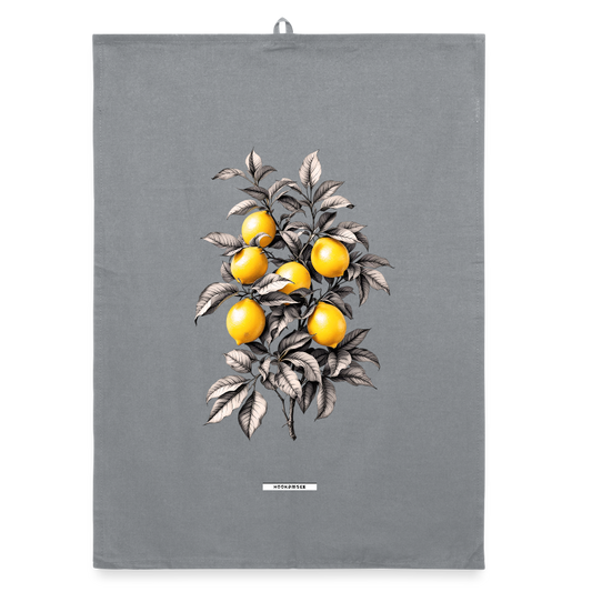 FLORA ZITRONEN Organic Geschirrtuch / Stoffserviette - Grau