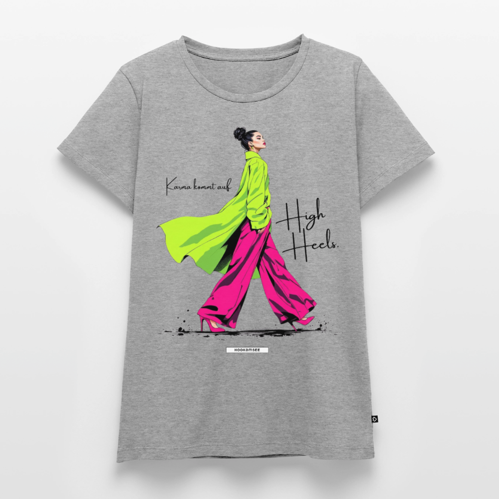 Shirt Karma kommt auf High Heels - Grau meliert