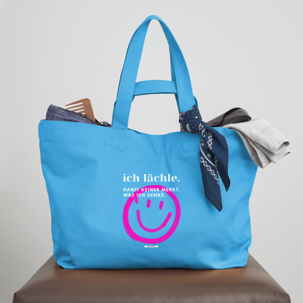 Große Shopping Bag True Talk „Ich lächle“ #158 - Aquablau