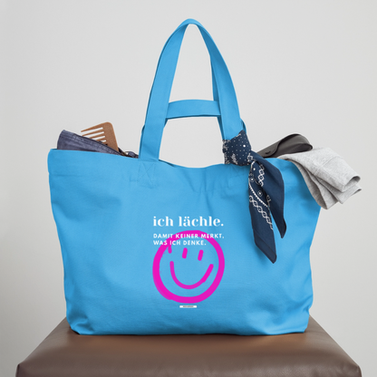 Große Shopping Bag True Talk „Ich lächle“ #158 - Aquablau