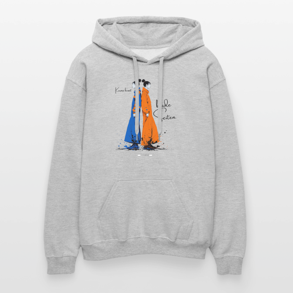 Hoodie Karma kennt beide Seiten. - Hellgrau meliert