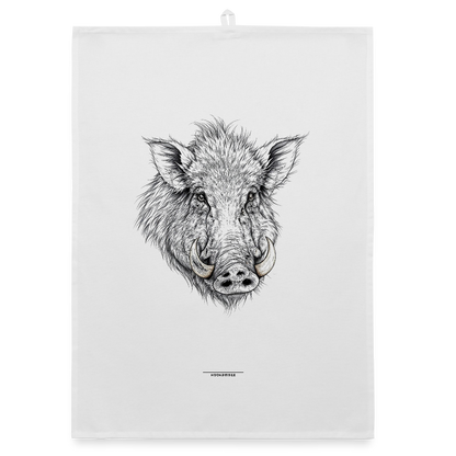 FAUNA WILDSCHWEIN Organic Geschirrtuch / Stoffserviette - Weiß