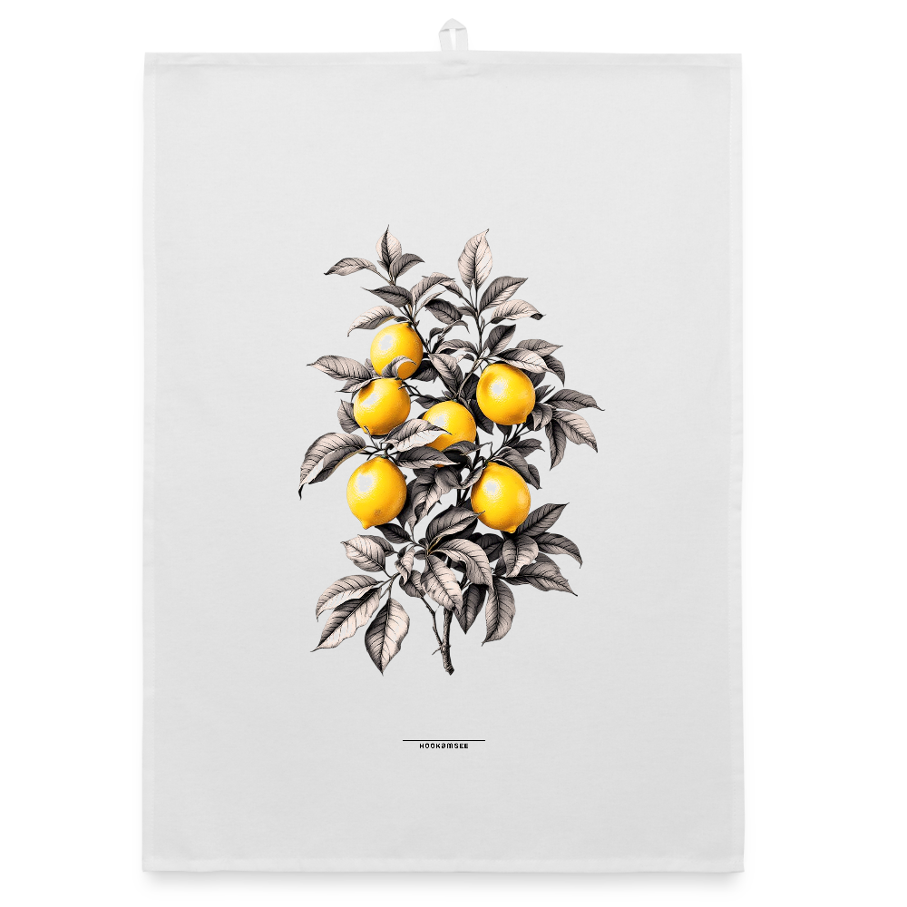FLORA ZITRONEN Organic Geschirrtuch / Stoffserviette - Weiß