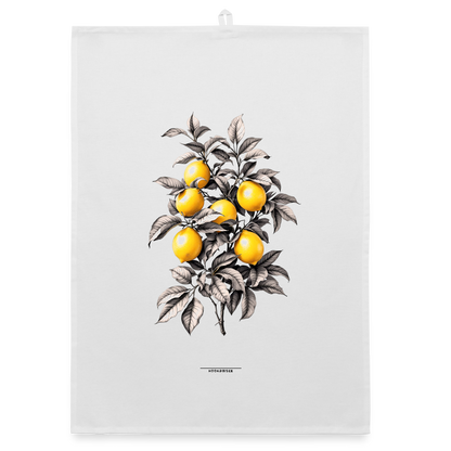 FLORA ZITRONEN Organic Geschirrtuch / Stoffserviette - Weiß