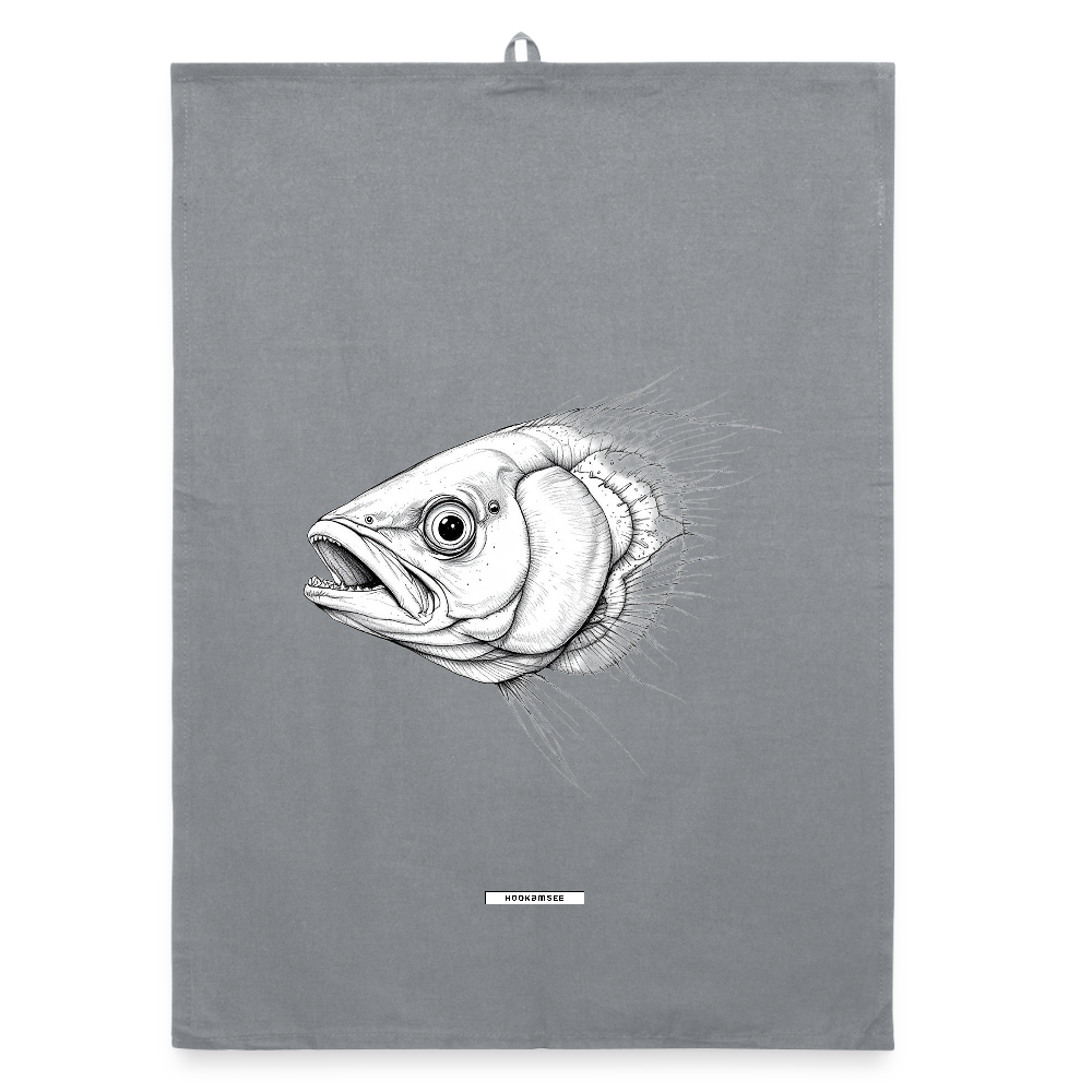 FAUNA FISCH Organic Geschirrtuch / Stoffserviette - Grau