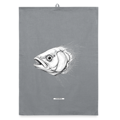 FAUNA FISCH Organic Geschirrtuch / Stoffserviette - Grau