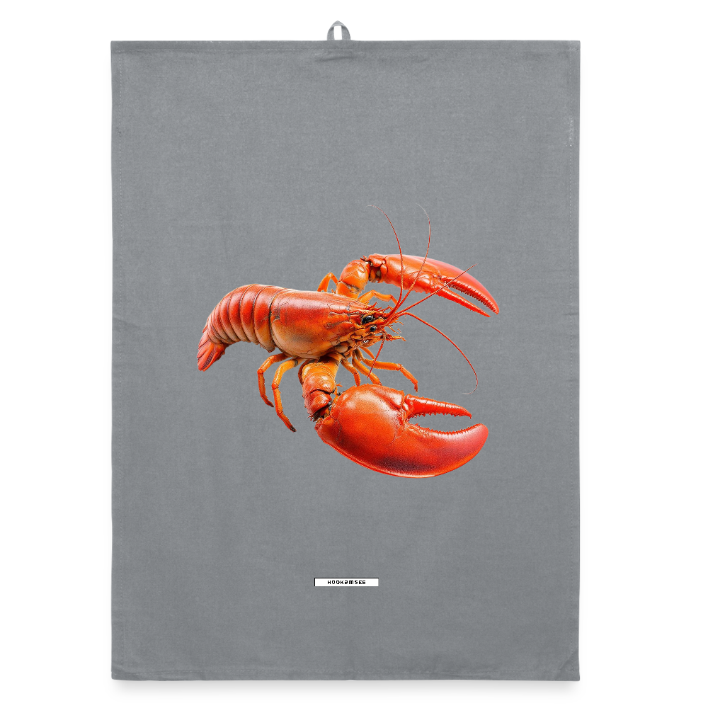 AQUA LOBSTER RED Organic Geschirrtuch / Stoffserviette - Grau