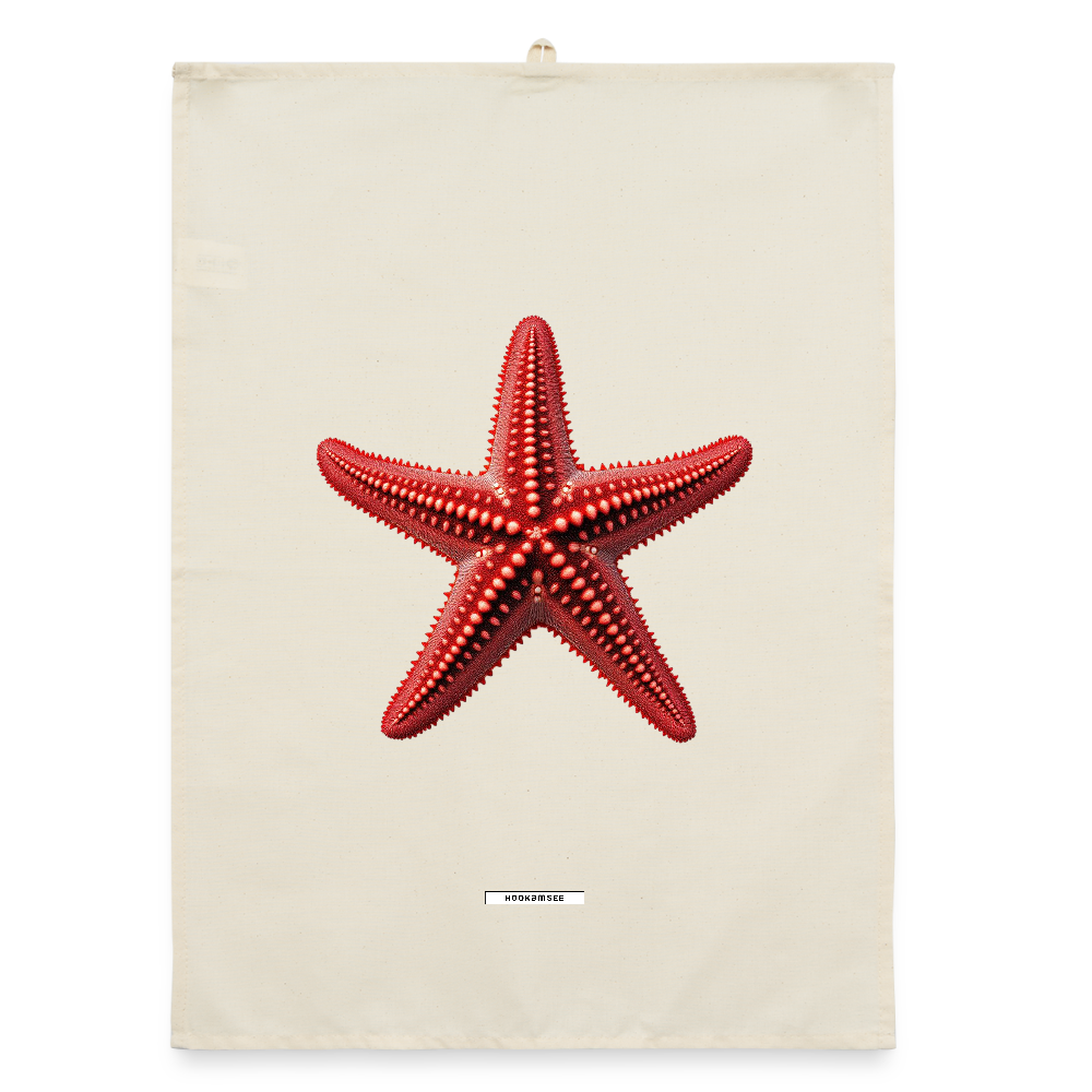AQUA STARFISH RED Organic Geschirrtuch / Stoffserviette - Natur