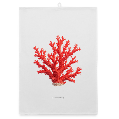 AQUA CORAL BRANCH Organic Geschirrtuch / Stoffserviette - Weiß