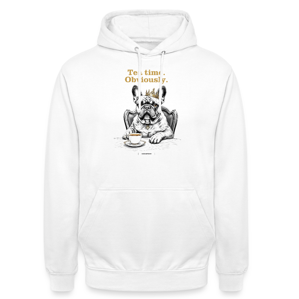 Unisex Hoodie „Frenchie Tea Time“- Weiß