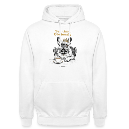Unisex Hoodie „Frenchie Tea Time“- Weiß