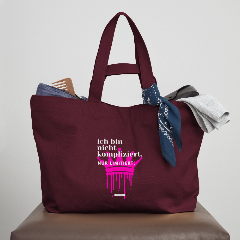 Große Shopping Bag True Talk „Ich bin nicht kompliziert“ #157 - Burgunderrot