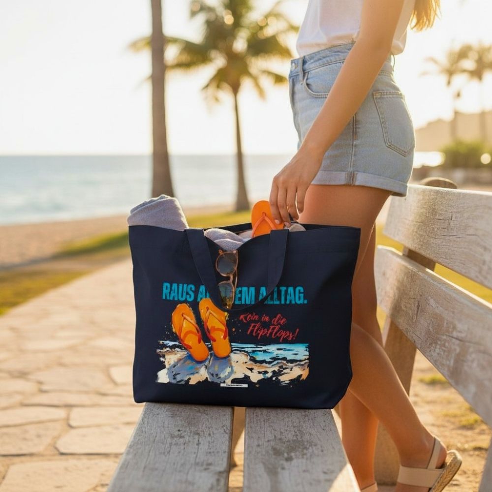 Große Shopping Bag "Raus aus dem Alltag. Rein in die FlipFlops" #169