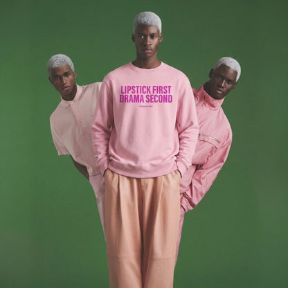 Sweatshirt "Lipstick first. Drama second."