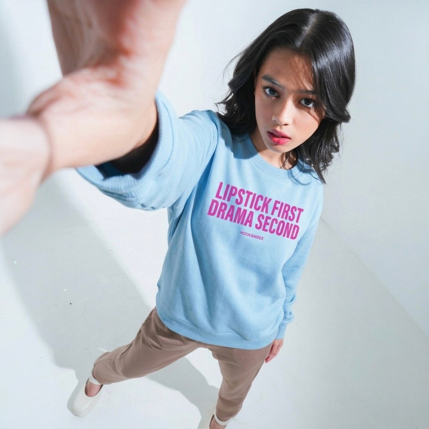 Sweatshirt "Lipstick first. Drama second."