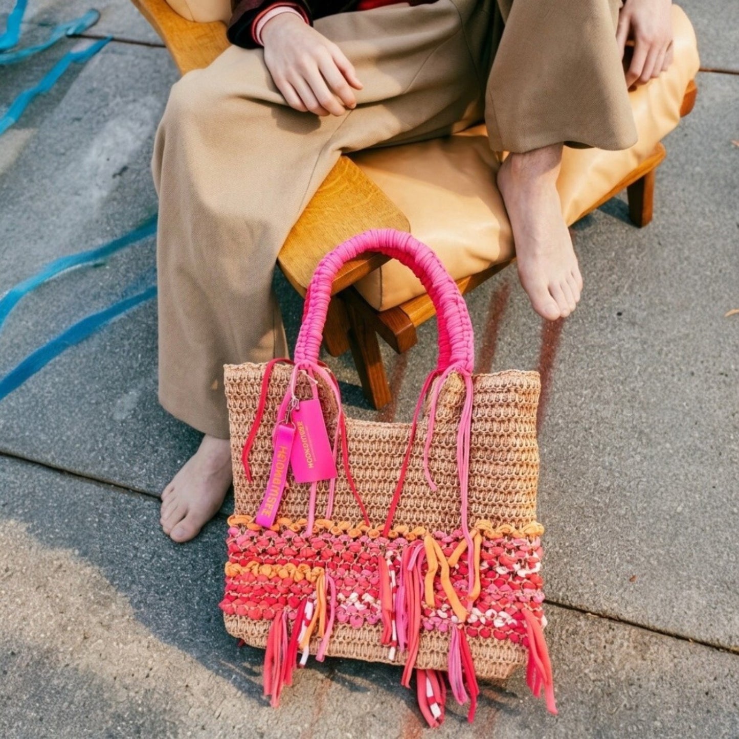 Basttasche Damen Shopper groß – Pink Power #097