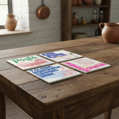 KITCHEN VIBES #1 Keramik-Untersetzer 4er-Set