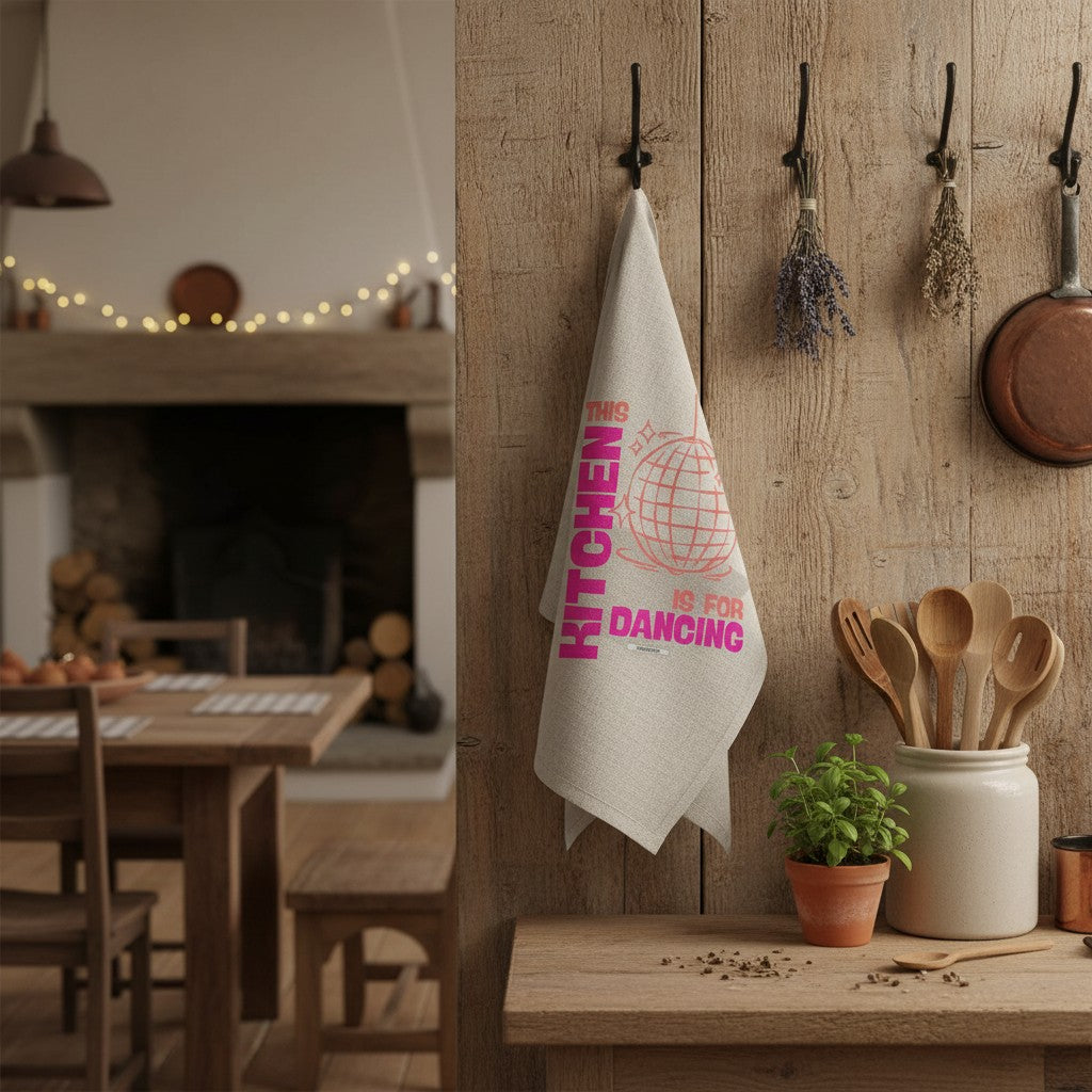 KITCHEN VIBES DANCING Organic Geschirrtuch / Stoffserviette