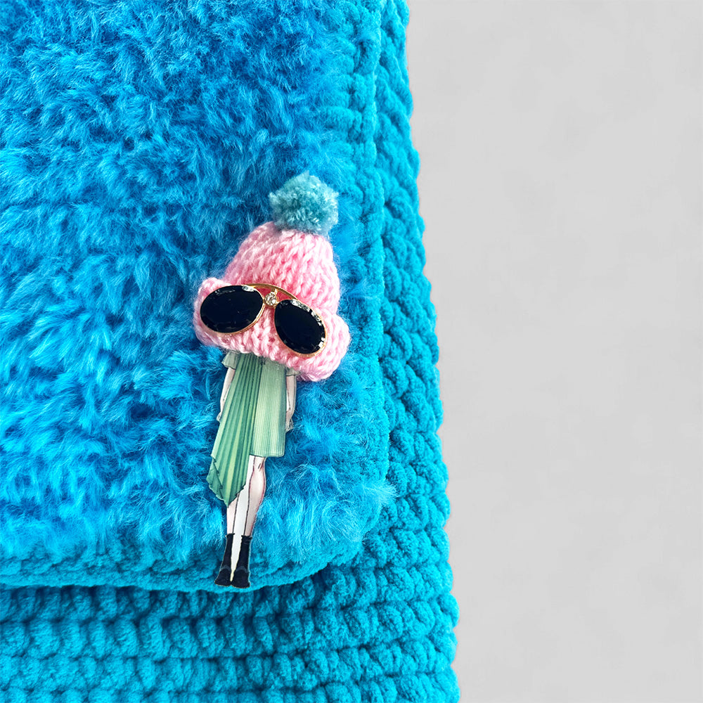 Detail Samtgarn Struktur der Häkeltasche Blue Breeze #140
