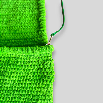 Detail Struktur Samtgarn der Häkeltasche Green Spirit #128

