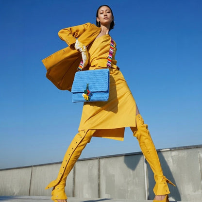 Häkeltasche Damen Crossbody – große Tasche Blue Bloom #154