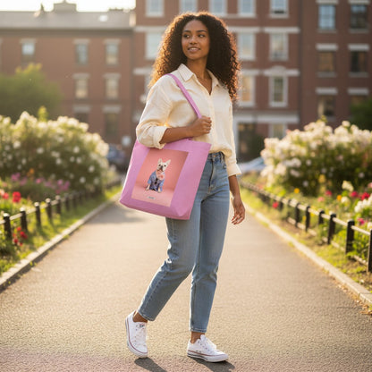 Große Shopping Bag Styled Dogs Frenchie in Pink – Lifestyle-Shot im Park, HOOKamSEE Canvas Tote Bag