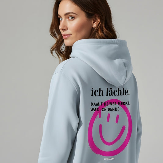 Unisex Statement Hoodie Ich lächle Rückenprint mit Smiley Motiv HOOKamSEE
