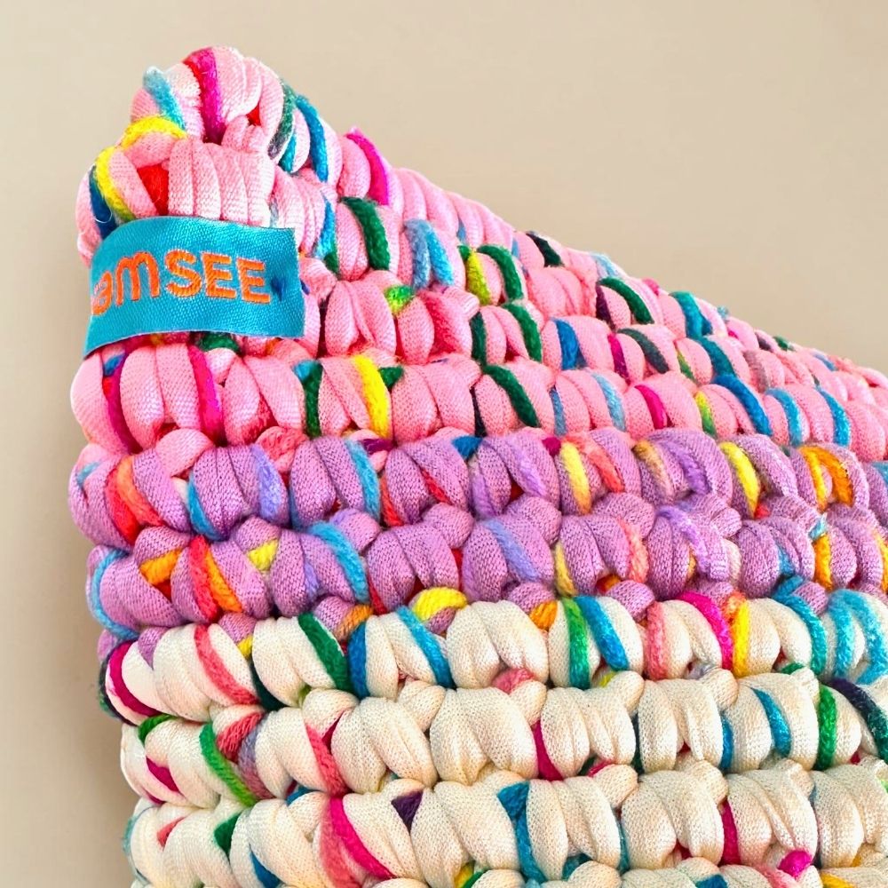 Kissen Sunset Rosé 36×40 – Coiled-Crochet-Unikat #176