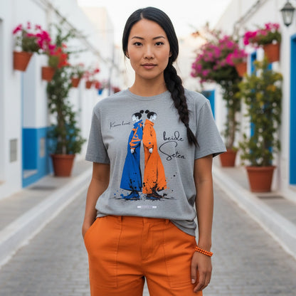 HOOKamSEE Shirt KARMA-Kollektion in Grau meliert — Frauen Premium T-Shirt, Statement-Fashion aus Bad Saarow