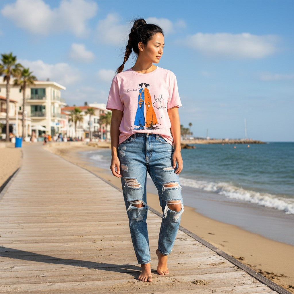 HOOKamSEE Shirt KARMA-Kollektion in Hellrosa — Frauen Premium T-Shirt, Statement-Fashion