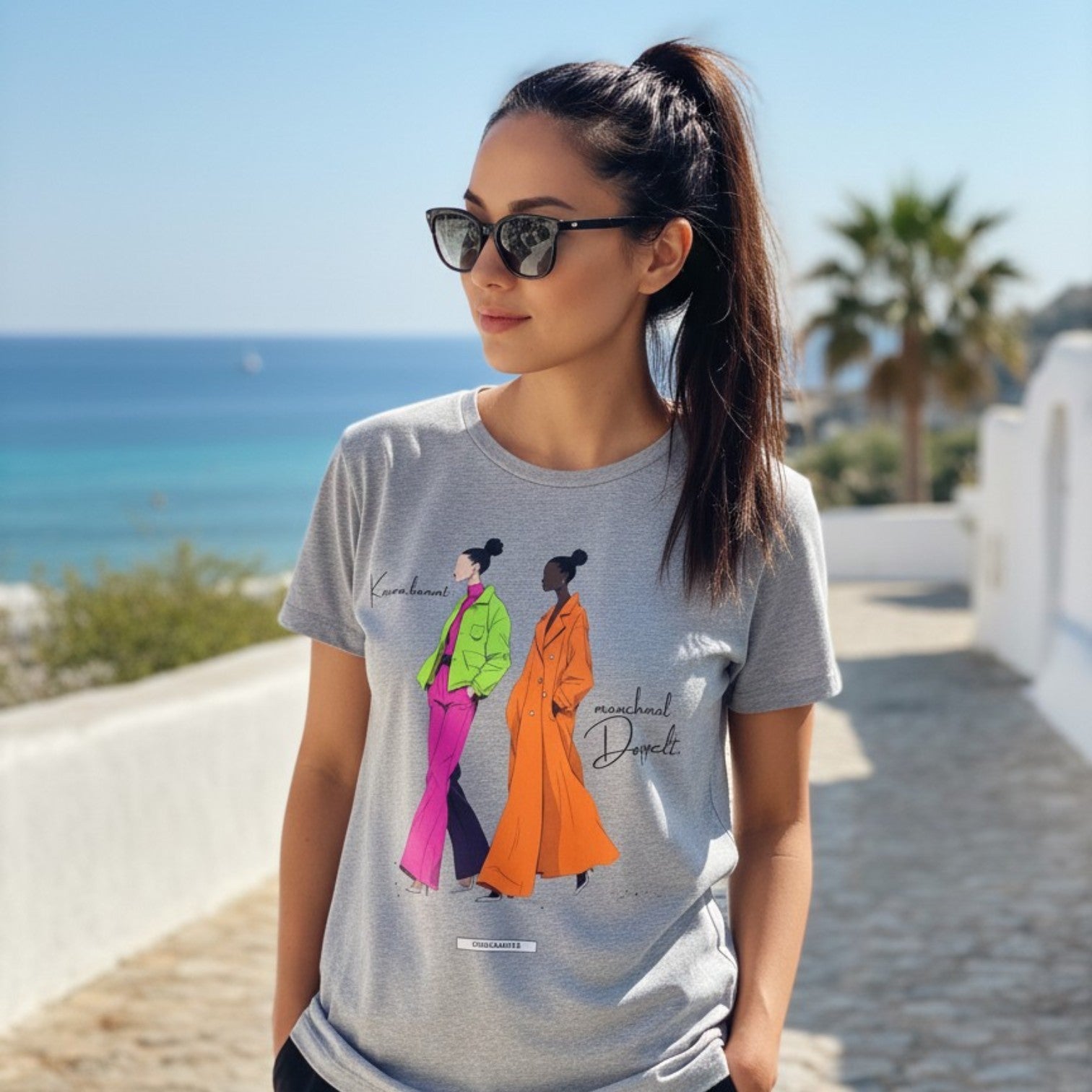 HOOKamSEE Shirt Karma kommt manchmal doppelt. in Grau meliert — KARMA-Kollektion Frauen Premium T-Shirt